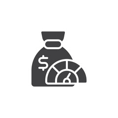 Money bag and gauge indicator vector icon