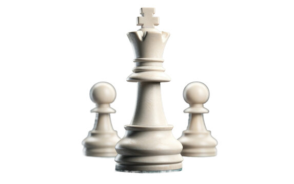 Chessboard with Chess Figures on White or PNG Transparent Background.