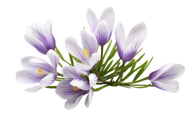 Botanical Crocus Portrait on White or PNG Transparent Background.