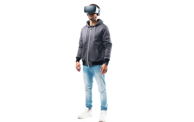 Fototapeta premium Full-Length VR Experience on White or PNG Transparent Background.