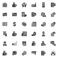 Banking operations vector icons set
