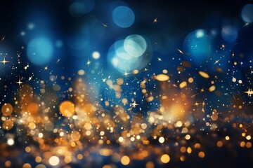 Blue and Gold Glitter Sparkles, Dazzling Textures, Background, Wallpaper, Graphic Elements, Bokeh, Magical, Mystical, Close Up