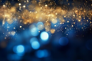 Blue and Gold Glitter Sparkles, Dazzling Textures, Background, Wallpaper, Graphic Elements, Bokeh, Magical, Mystical, Close Up