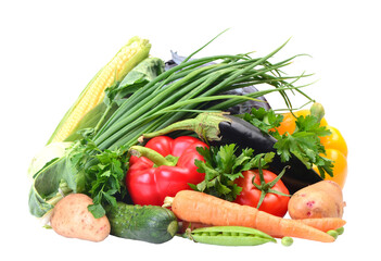 Fresh vegetables isolated on white background