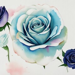 pink rose on blue 