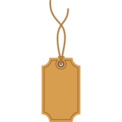 Isolated Empty Craft Carton Paper Price Tag Hanging Label PNG