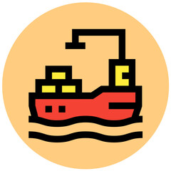 Cargo Ship Vector Icon Design Illustration