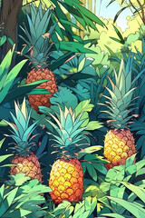 pineapples on the tree.