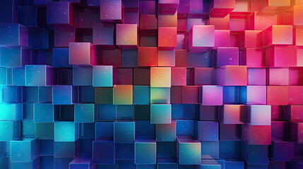 Texture background with random 3d multicolored cubic metal boxes