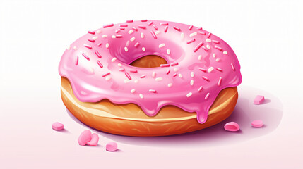 Illustration of a donut sweet pink heart delicious