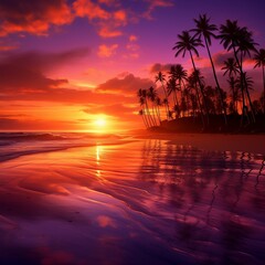 beautiful beach landscape background with sunset