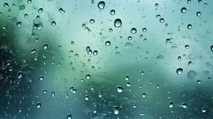 Raindrops on Window Against Blue Sky