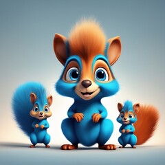 Beautiful Squirrel family in Cartoon Style