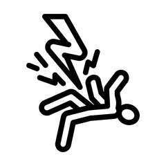 warning electricity line icon vector. warning electricity sign. isolated contour symbol black illustration