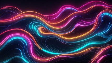 3d rendering, abstract background with wavy lines in blue and pink colors.