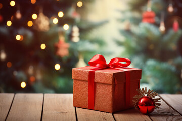 illustration of christmas red gift box. Created with Generative AI