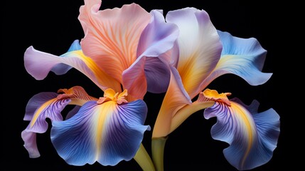 An iris in full bloom, its petals displaying gradients of color.