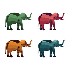 Set of elephants icon vector illustration. Jungle on isolated background. Tropic sign concept.