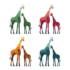 Set of giraffes icon vector illustration. Jungle on isolated background. Tropic sign concept.