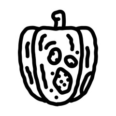 bell pepper rotten line icon vector. bell pepper rotten sign. isolated contour symbol black illustration