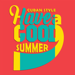 Cuba  and summer typography. T shirt graphics. print. vector