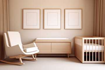 Light nursery with wooden furniture