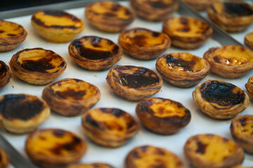 delicious cakes with vanilla cream. detail.