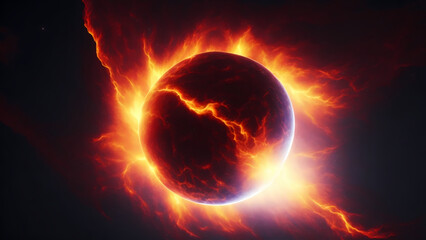 fire in sun for abstract cosmos background