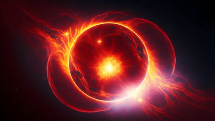 fire in sun for abstract cosmos background