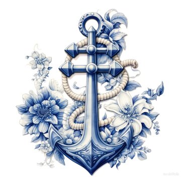  floral anchor blue tones