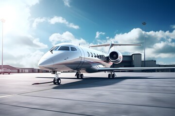Fototapeta na wymiar Private jet airplane. Luxury tourism and business travel transportation.