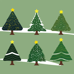 Collection of christmas trees, modern flat design can be used for printed materials - brochures, posters, business cards or web.