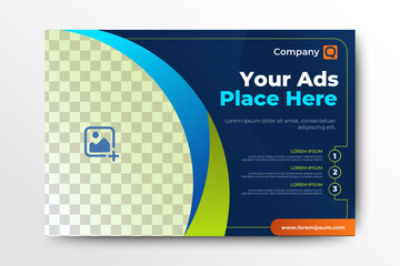 Business ad banner with space for image. vector
