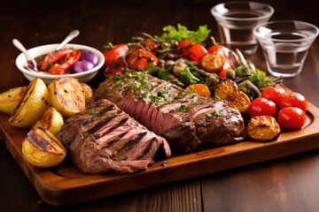 mouthwatering mixed grill featuring argentinian steaks - obrazy, fototapety, plakaty
