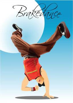 A brake dance of a young man. 3d color vector illustration