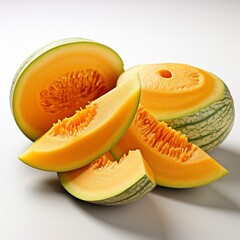 Sliced Melon ,Hd, On White Background