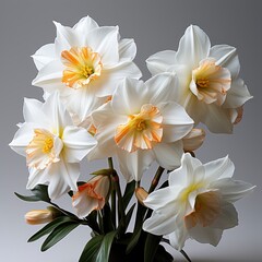 Naklejka na ściany i meble Spring Flowers Narcissus ,Hd, On White Background