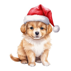 watercolor christmas cute puppy clipart
