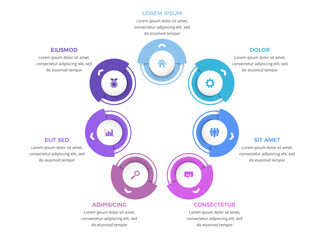 Circle diagram template with seven elements, infographic template, vector eps10 illustration