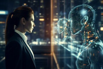 The concept of humanity versus artificial intelligence and machines of the future