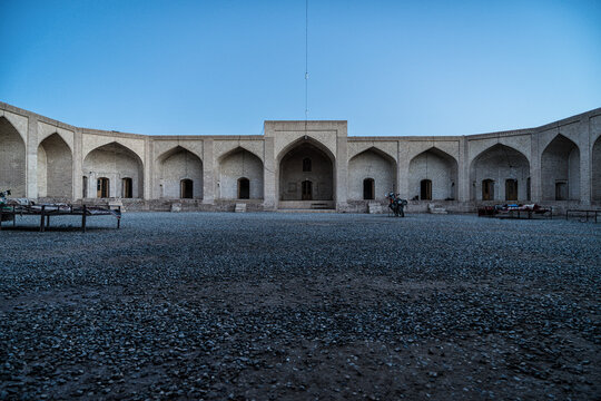 View of the Maranjab Caravanserai in the Dasht-e Kavir Desert, Iran.