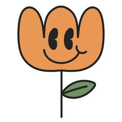 cute smiley flower tulip retro vibes graphic groovy hippie vintage 70s style psychedelic cartoon 