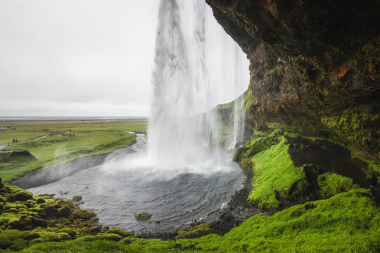 View of Seljalandsfoss waterfall in Southern region of Iceland.