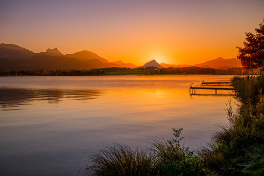 View of the lake Hopfensee in Fussen, Bavaria, Germany.