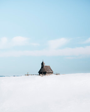 View of small church on Velika Planina in Kamnik, Slovenia.
