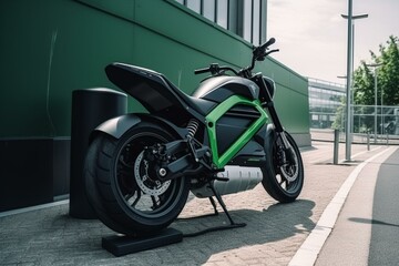 Obraz na płótnie Canvas Fast charging station for electric motorcycles in urban areas. Generative AI