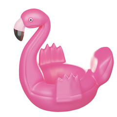 swimming ring flamingo Summerl 3d realistic render icon isolated on white background . Clipping path.