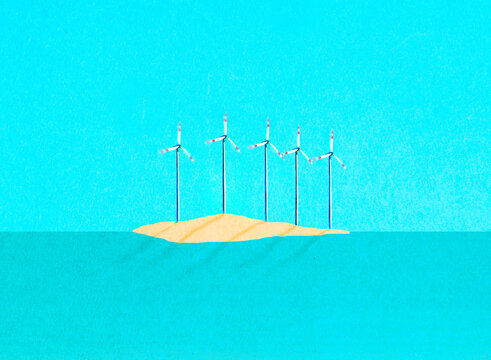 Wind farm on desert island