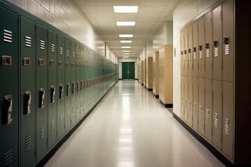 row of lockers in a quiet hallway