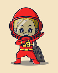 vector illustration of cute posing astronaut. science technology icon concept